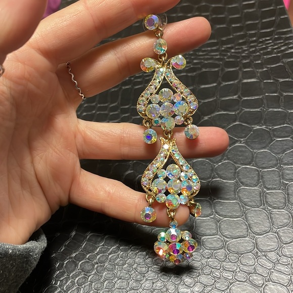 Rainbow Iridescent Chandelier Earrings - Picture 4 of 4